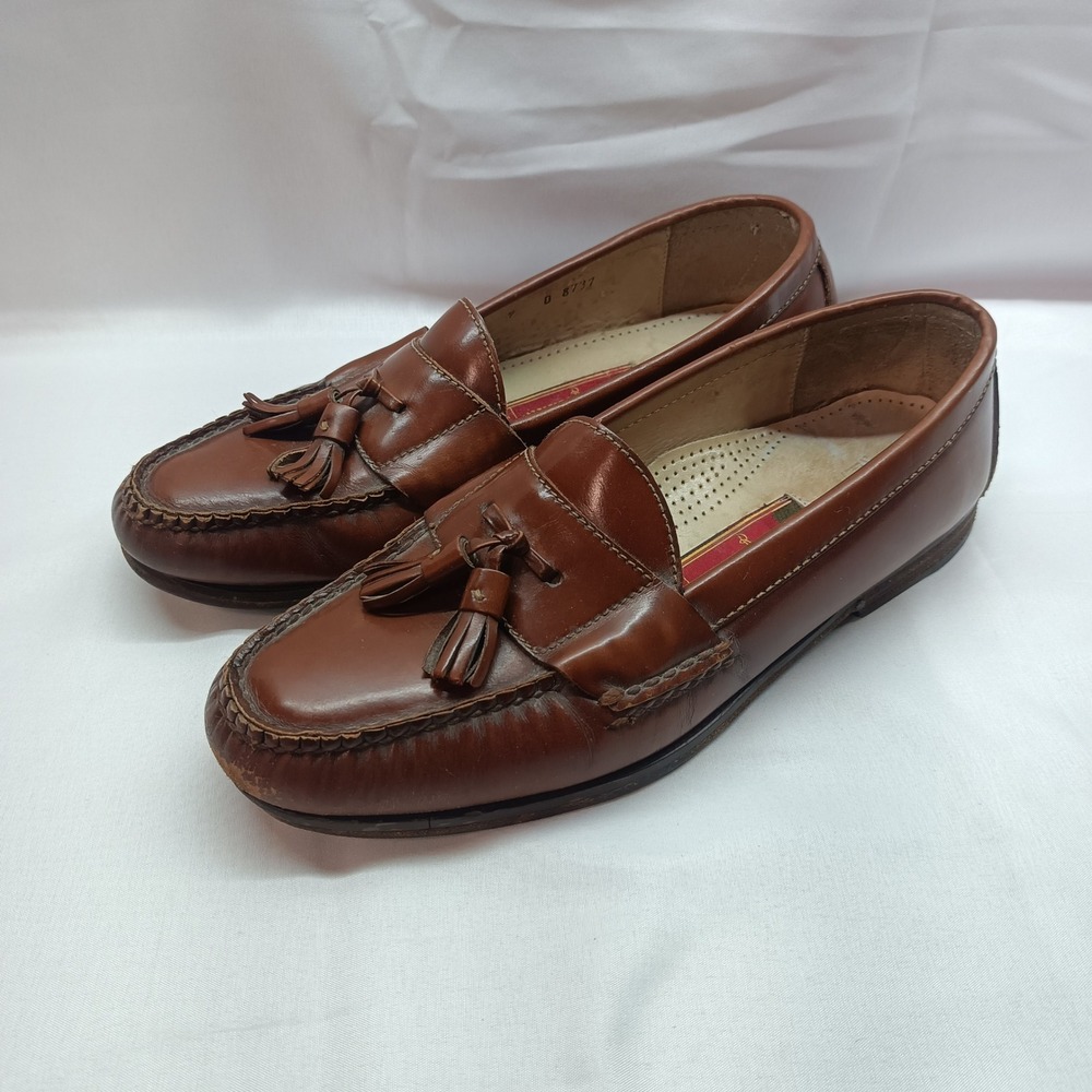 Cole Haan City Mens Brown Leather Tassel Loafers Shoes Size 9D Flex Causal